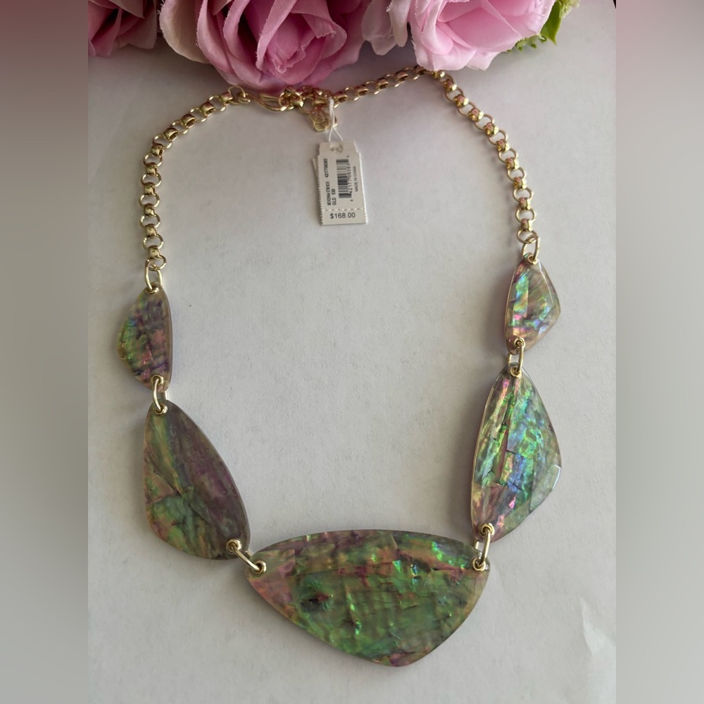 NWT Mckenna Gold Statement Necklace in Lilac Abalone